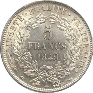 Pièce de 5 Francs de Cérès en argent massif