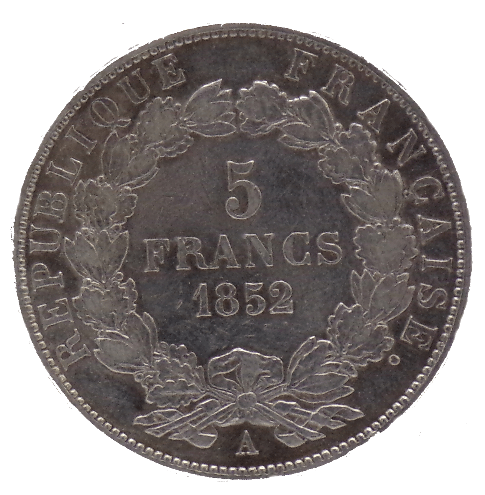 5 Francs Louis-Napoléon Bonaparte silvermynt - Frankrike-2